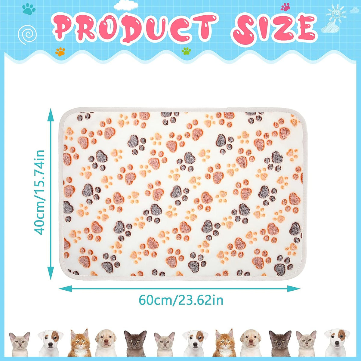 Tatuo 4 Pcs Fleece Dog Blankets for Puppy Cat, Cream, 24 x 16 in, Paw