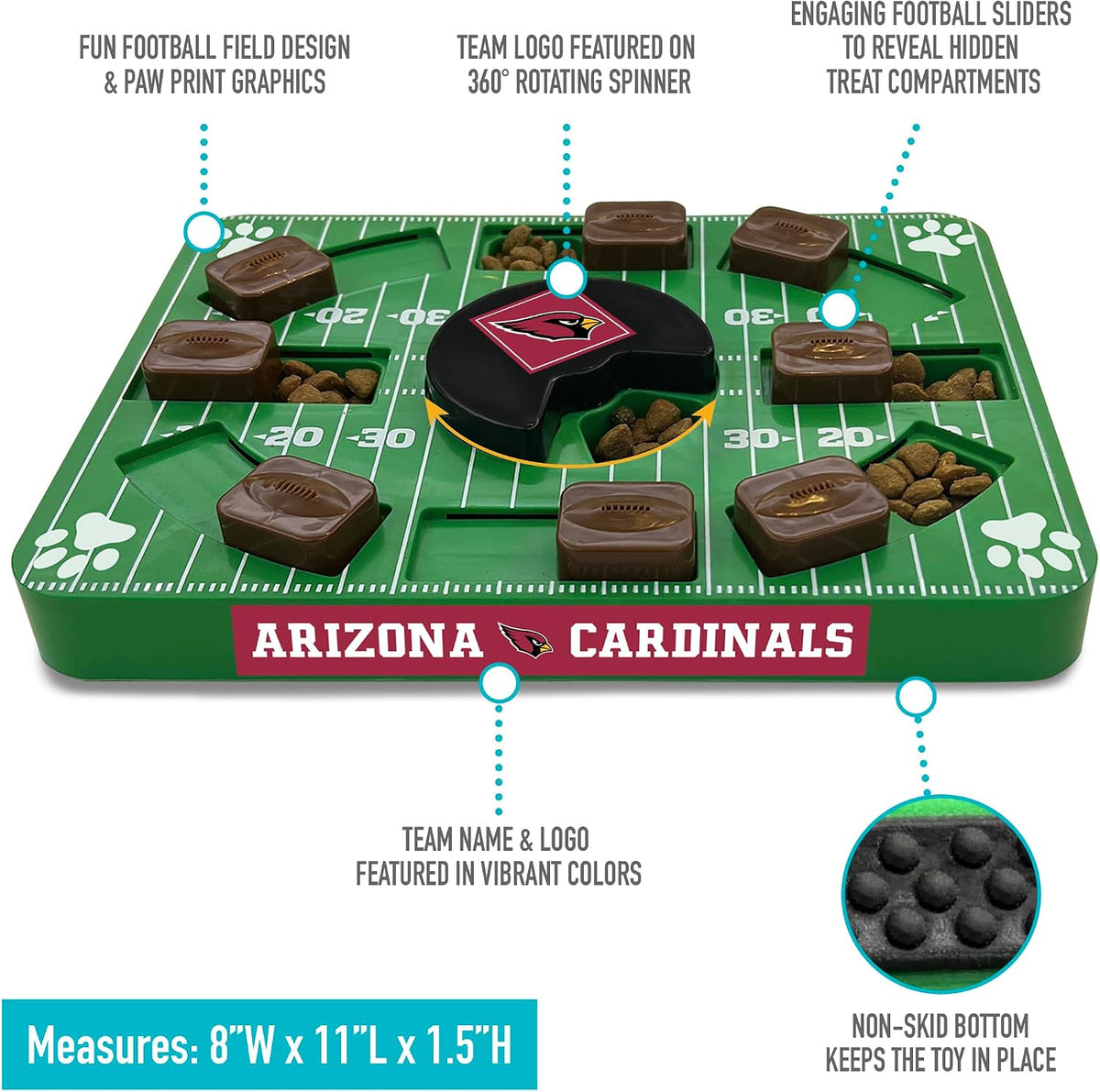 Pets First NFL Arizona Cardinals Puzzle Toy for Dogs, Slow Feeder Board for Pets, Interactive Doggie Treat Toy