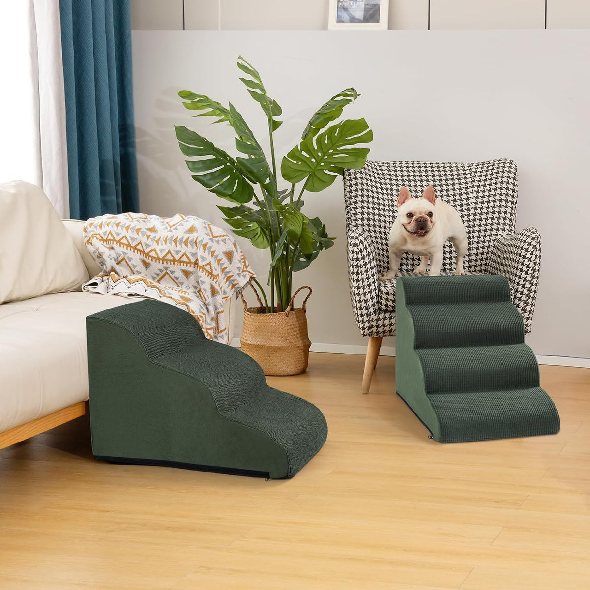 Aodisman Dog Steps for Bed or Couch,4-Step Pet Stairs Ramp for Small Dogs