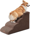 EHEYCIGA 4-Step Curved Dog Stairs for Beds 17.6" H, Brown