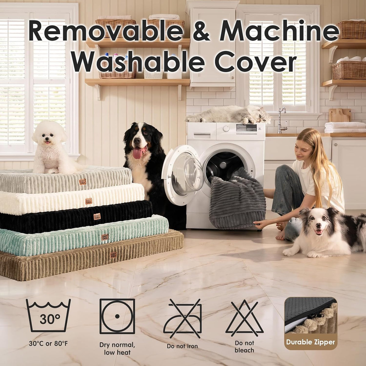 EHEYCIGA Orthopedic Large Dog Bed for Crate, 35"x23" Washable Pet Bed