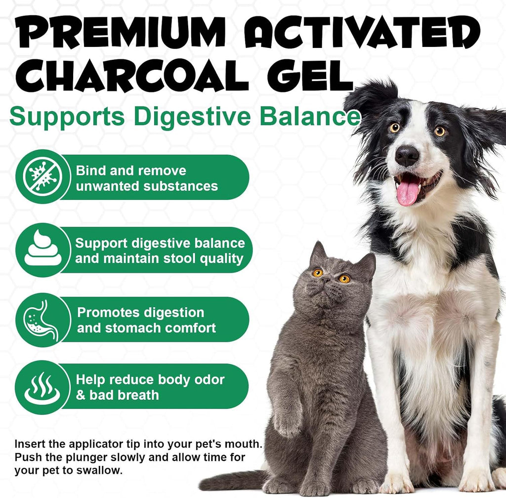 Activated Charcoal for Dogs and Cats - Emergency Pet First Aid for Accidental Ingestion, Dog First Aid Activated Charcoal, Absorbs Toxins, Supports Poisoning, Diarrhea & Gas Relief