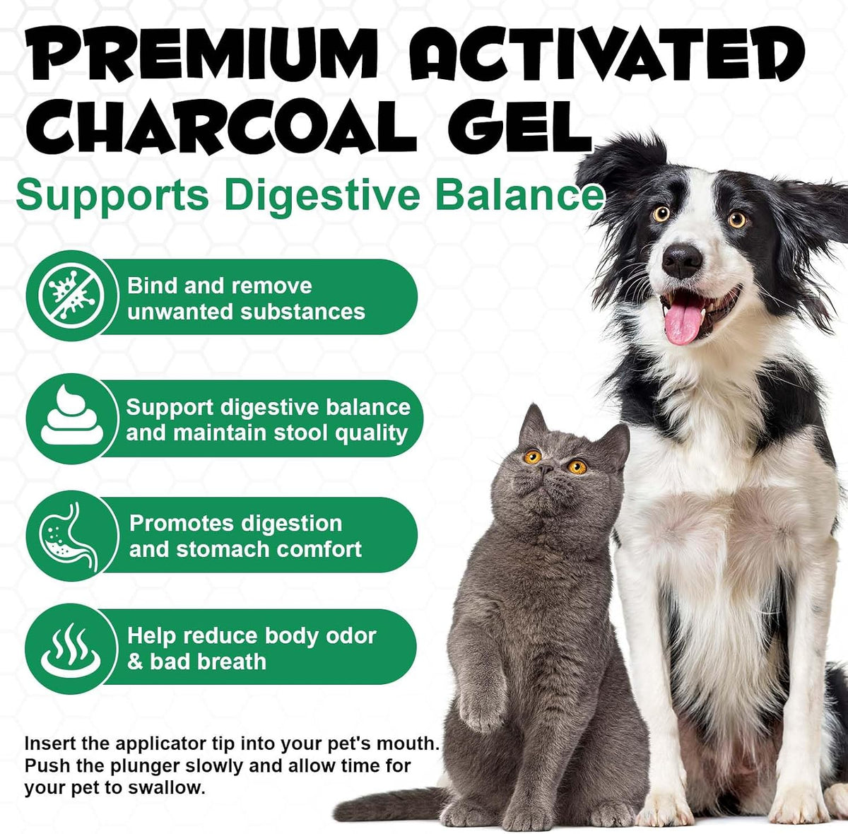 Activated Charcoal for Dogs and Cats - Emergency Pet First Aid for Accidental Ingestion, Dog First Aid Activated Charcoal, Absorbs Toxins, Supports Poisoning, Diarrhea & Gas Relief