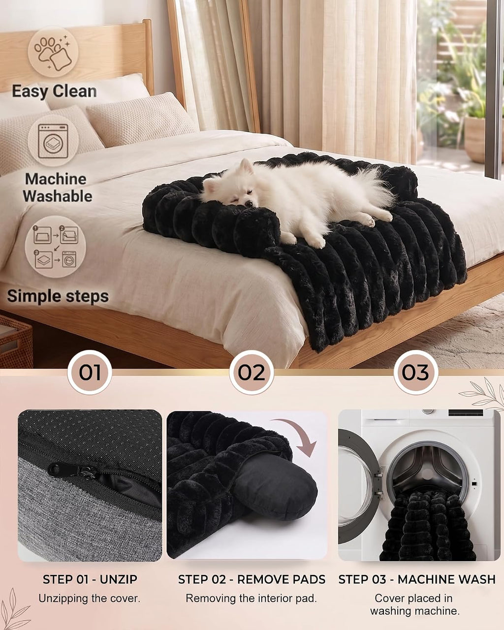 Calming Dog Bed/Mat for Couch,Faux Rabbit Fur Pet Sofa Furniture Protector