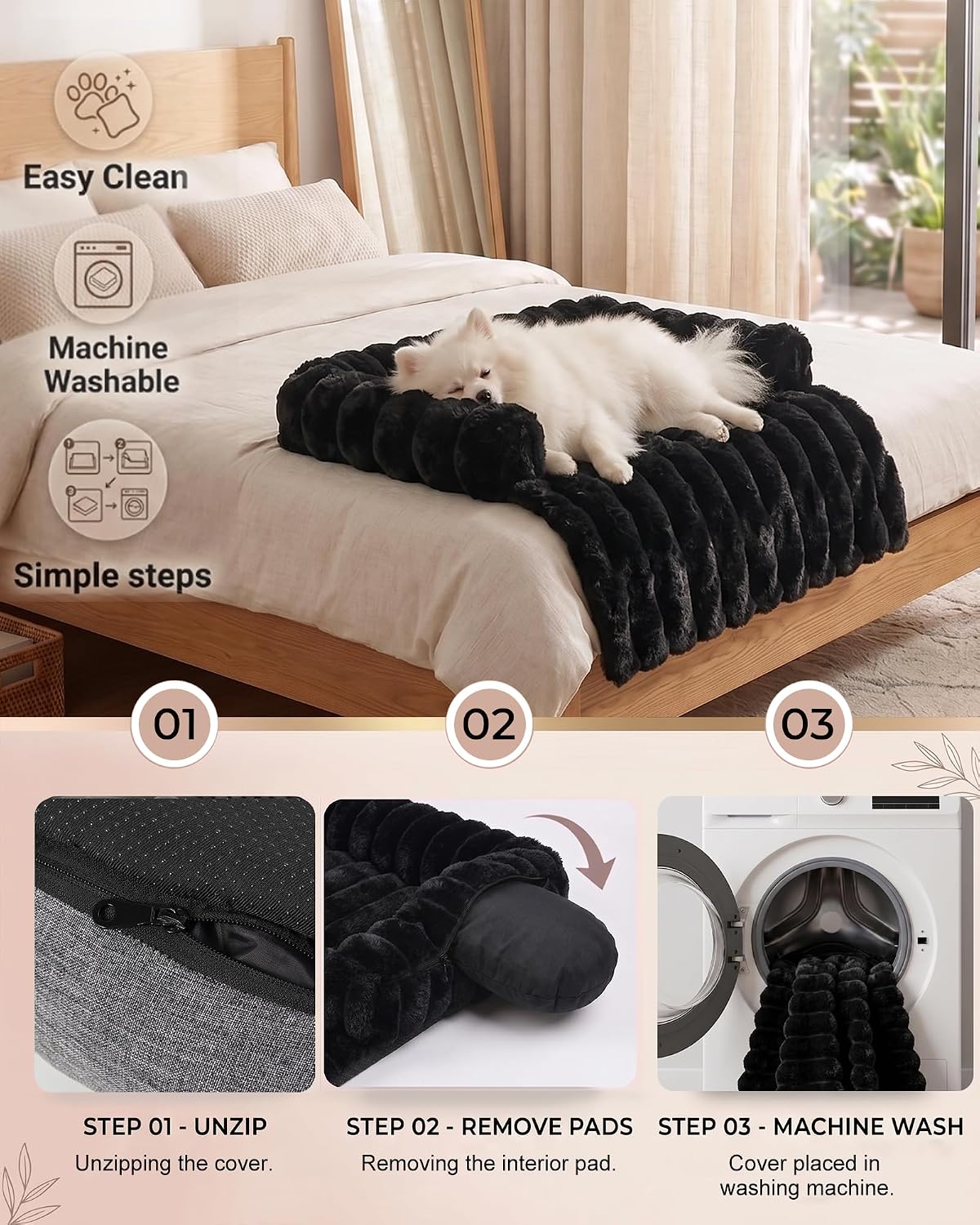 Calming Dog Bed/Mat for Couch,Faux Rabbit Fur Pet Sofa Furniture Protector