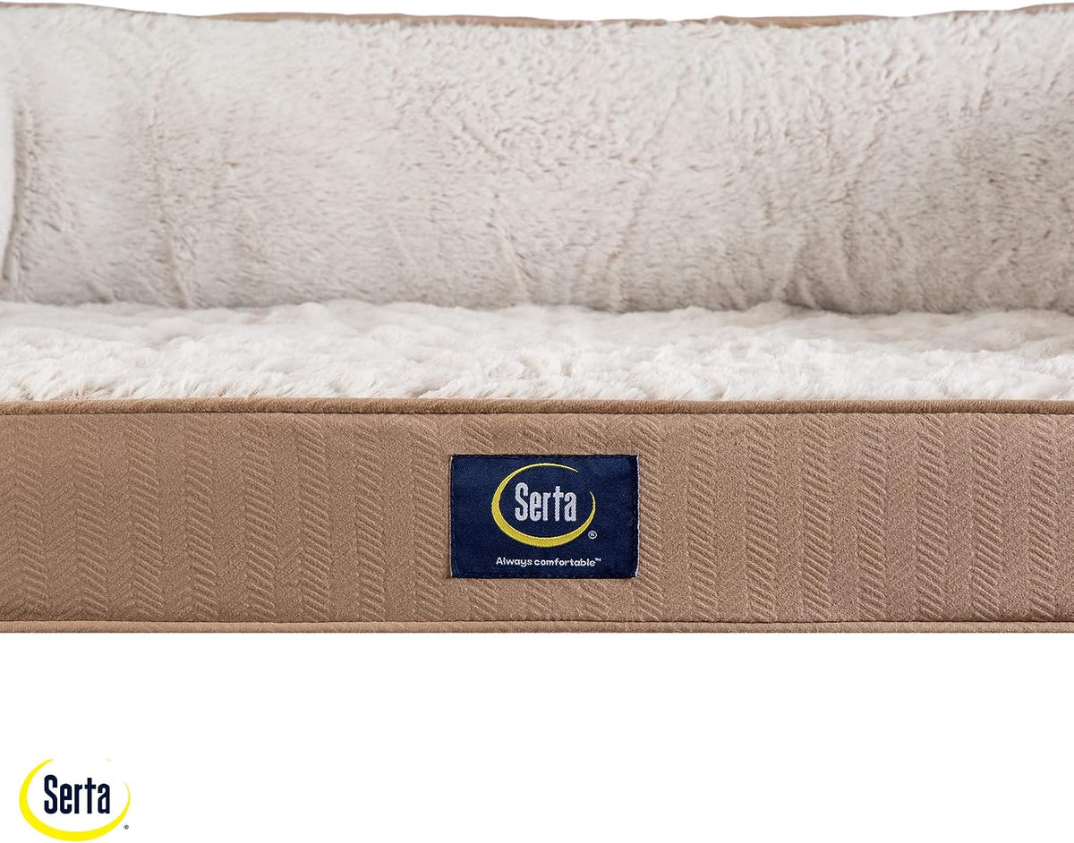 Serta Orthopedic Quilted Couch Dog Bed for Pets, Desert Sand (X-Large)