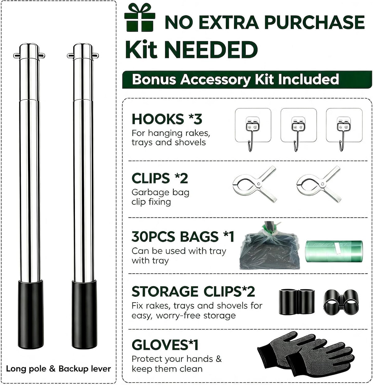 Pooper Scooper，Long Handle Dog Pooper Scooper，No More Bending , Easy to use