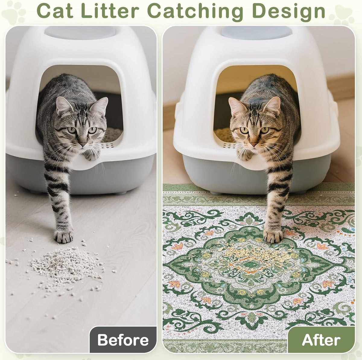 Unicorn Catcher 24"x15" Cat Litter Mat Non-Slip Washable Litter Box Mat | High-Density PVC Litter Catcher Mat Efficiently Traps Scattered Litter From Paws To Keep Floors Clean