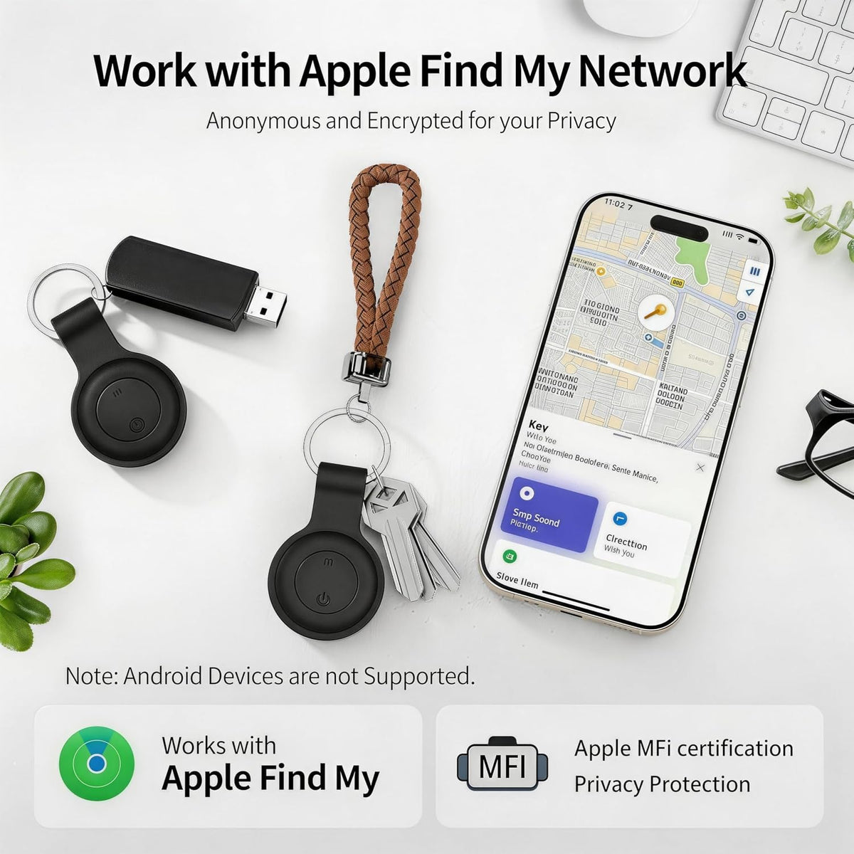 GPS Tracker for Dogs,Finder Air Tracker Tags Smart Collar with Real-Time Location - Pet Location Tracker with Holder, Works with iOS Find My【Apple MFi Certified】 , Ultra-Slim, IP68 Waterproof