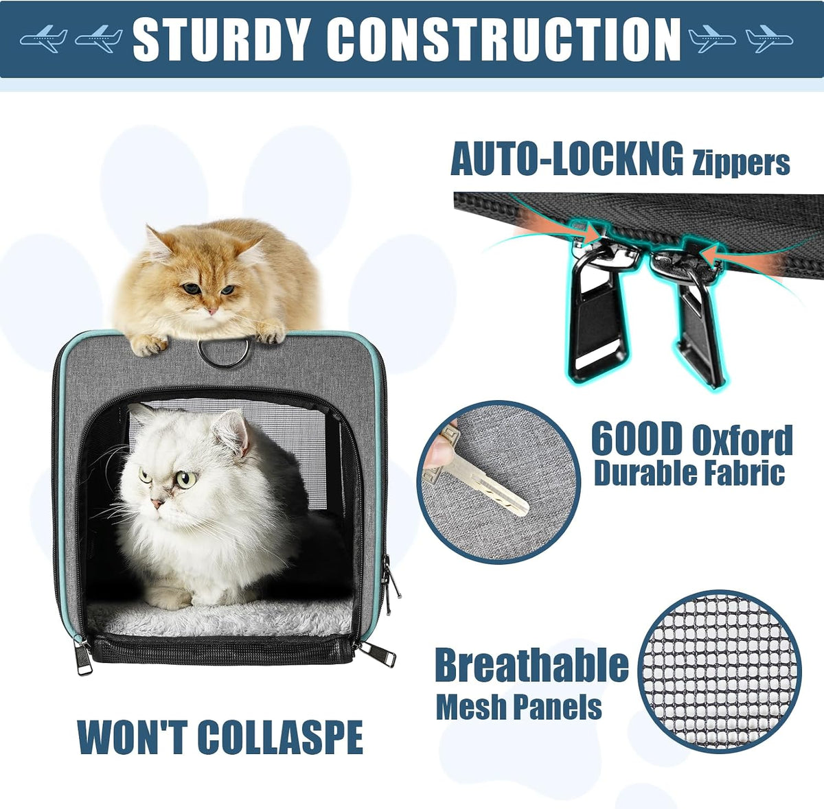 GAPZER Cat Carrier Alaska, Southwest Airline Approved TSA 17x11x9.5 Inches