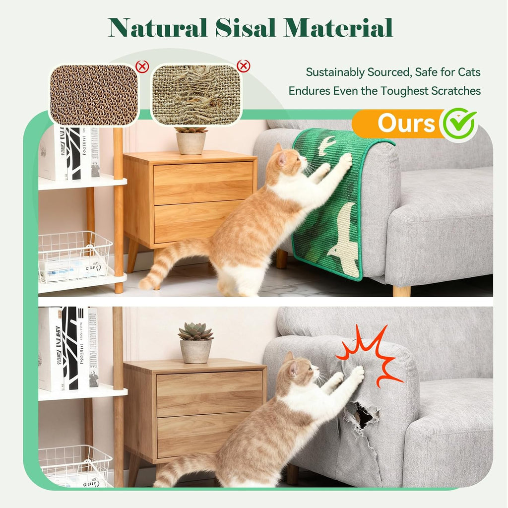Sisal Cat Scratcher Mat Floor & Wall Cat Scratching Pad with Sticker Tape