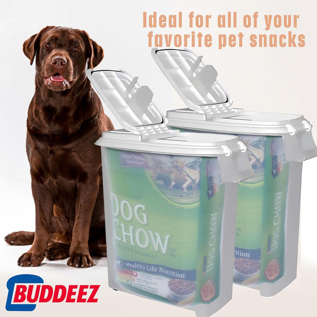 Buddeez Airtight Rolling Pet Food Storage Container, 50 Quart, with Scoop