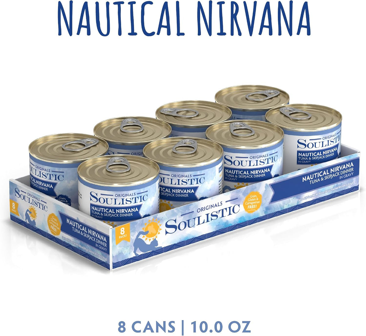 Soulistic Originals Wet Cat Food, Nautical Nirvana Tuna and Skipjack Dinner in Gravy, 10oz Can, Pack of 8