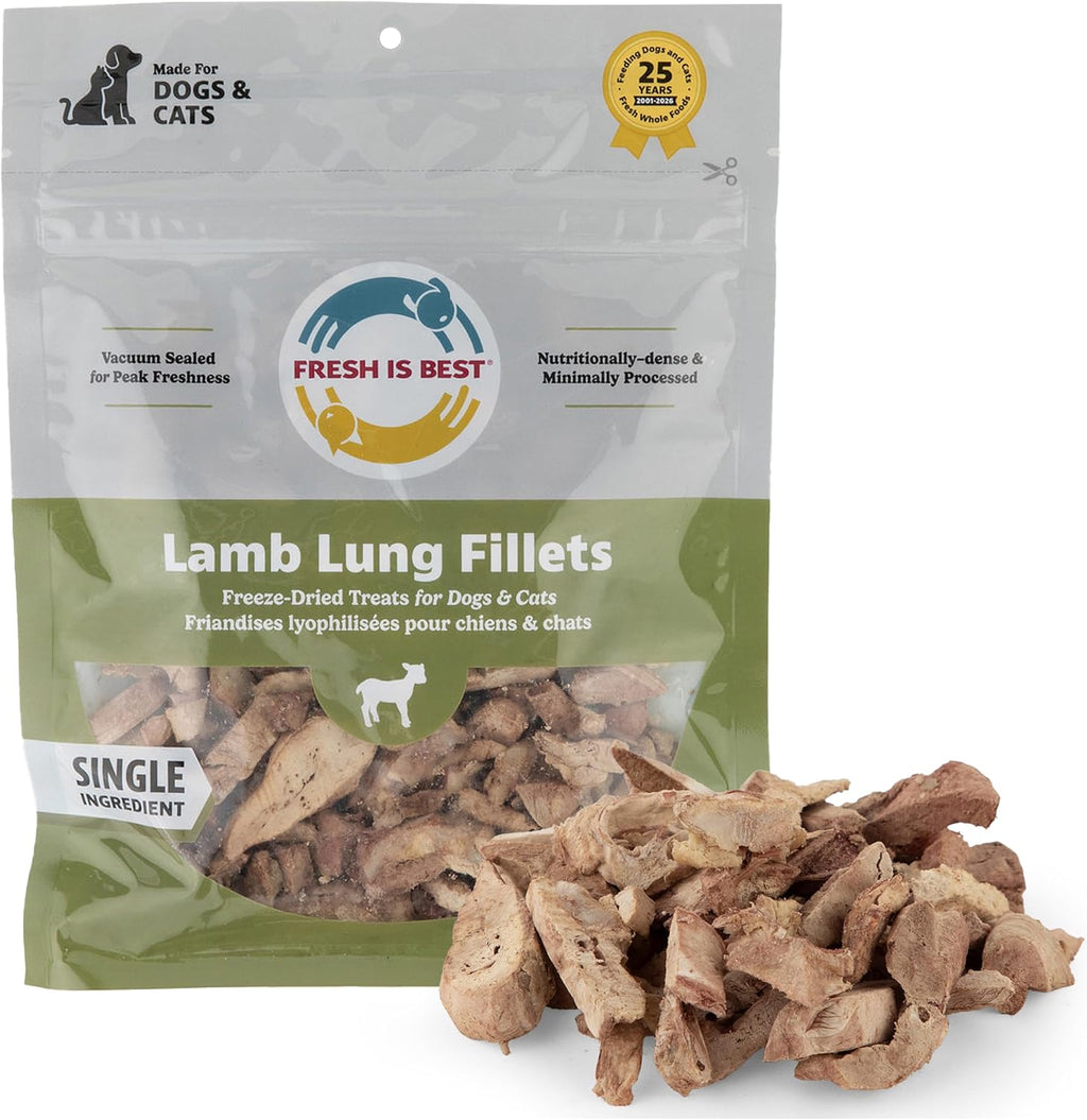 Fresh Is Best Lamb Lung Fillets Freeze Dried Dog Treats for Cats & Dogs