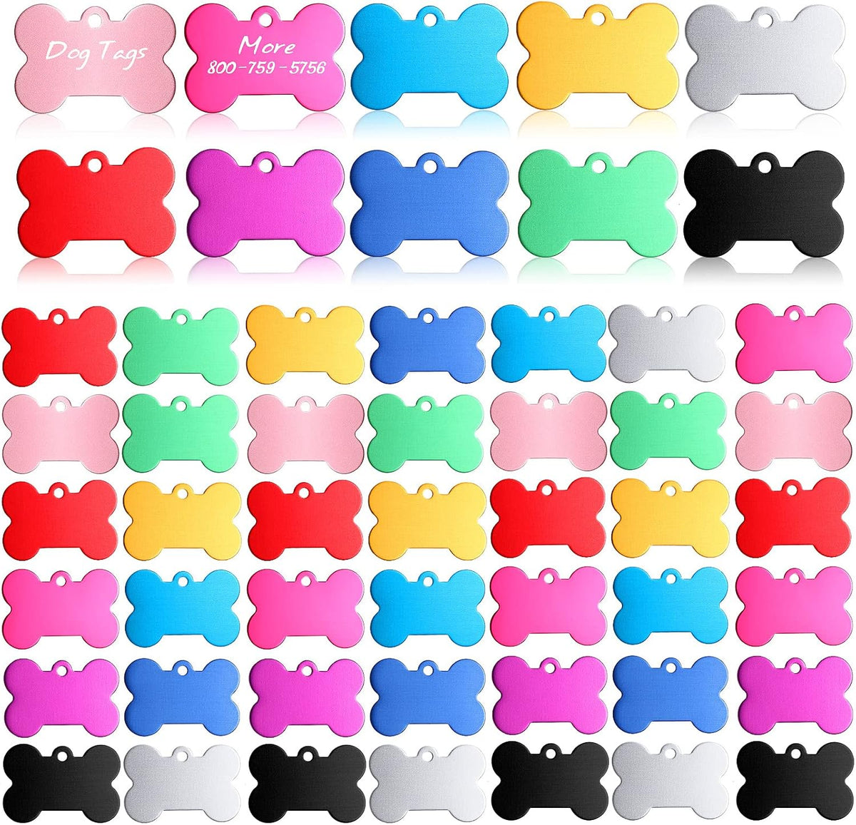 Roowest 100 Pcs Blank Aluminum Dog Tags for Engraving 38mm Bone Shape