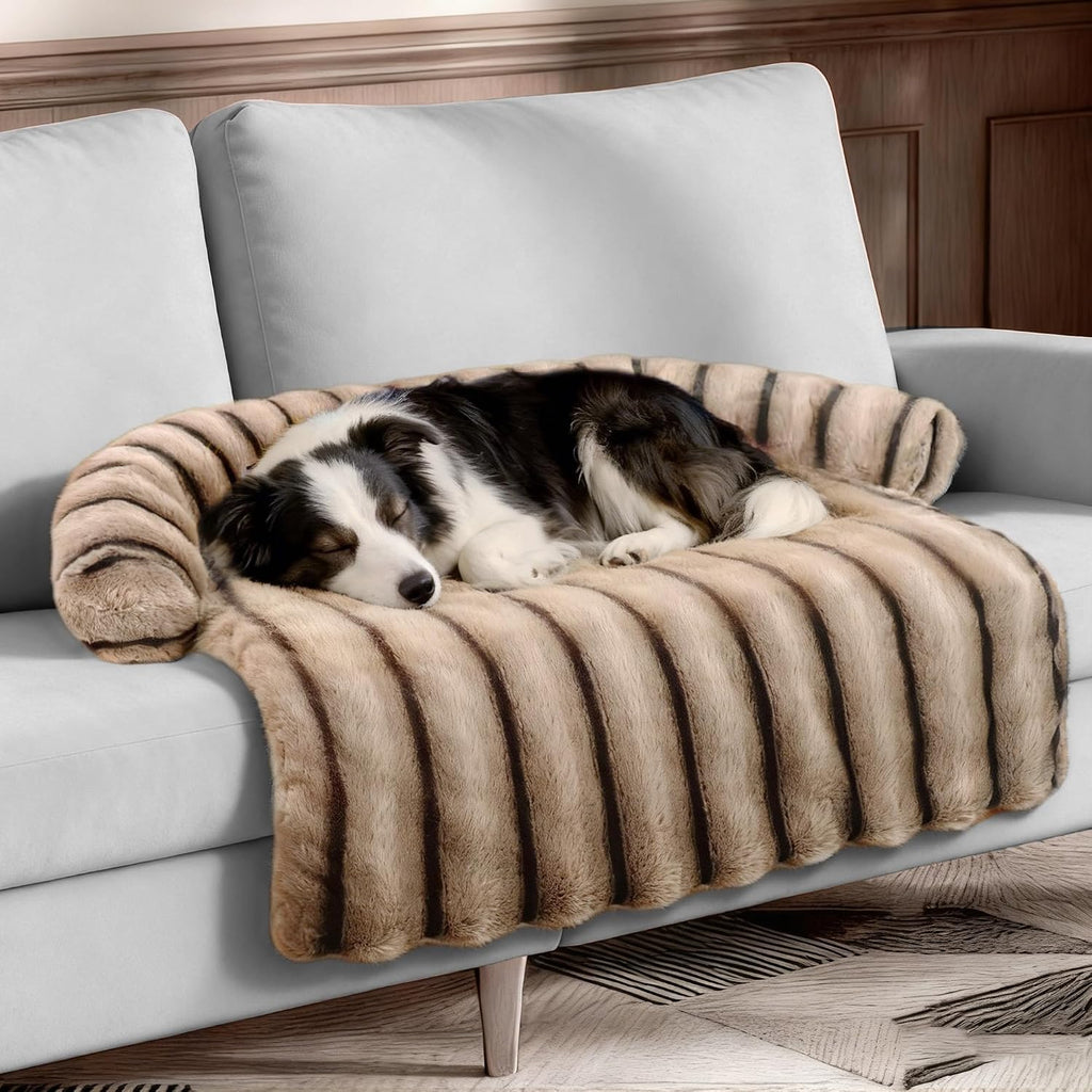 WATANIYA PET Large Dog Couch Bed, Fluffy Washable Couch Protector for Dogs with Removable Cover, Non-Slip Dog Sofa Bed, 41x37 Inch, Brown