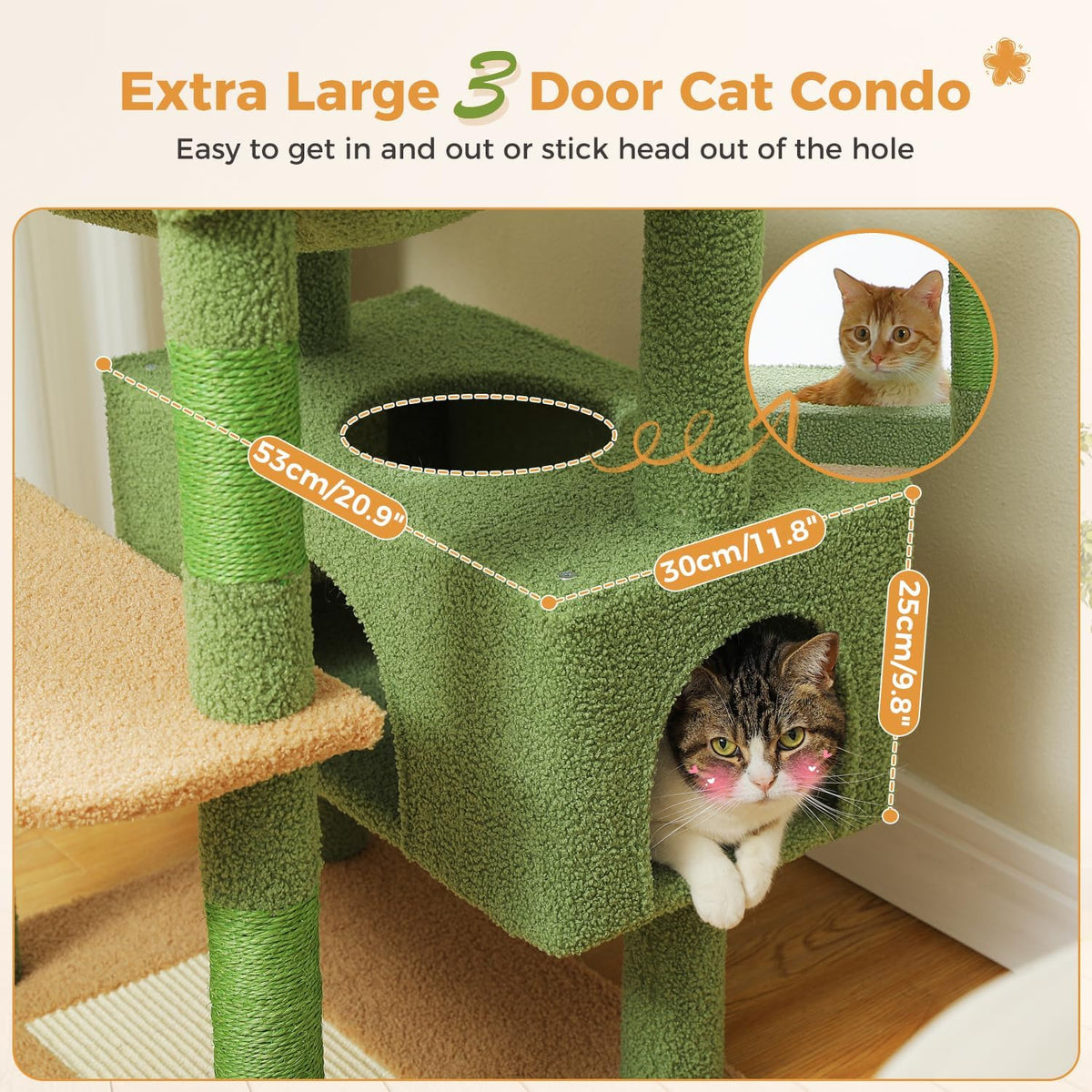 PAWZ Road 72" Cactus Cat Tree Tall Tower with Hammock&Condo for Large Cats