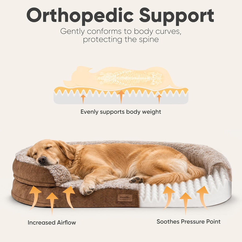 FUKUMARU X-Large Thickened Dog Couch Bed, Orthopedic, Waterproof & Washable