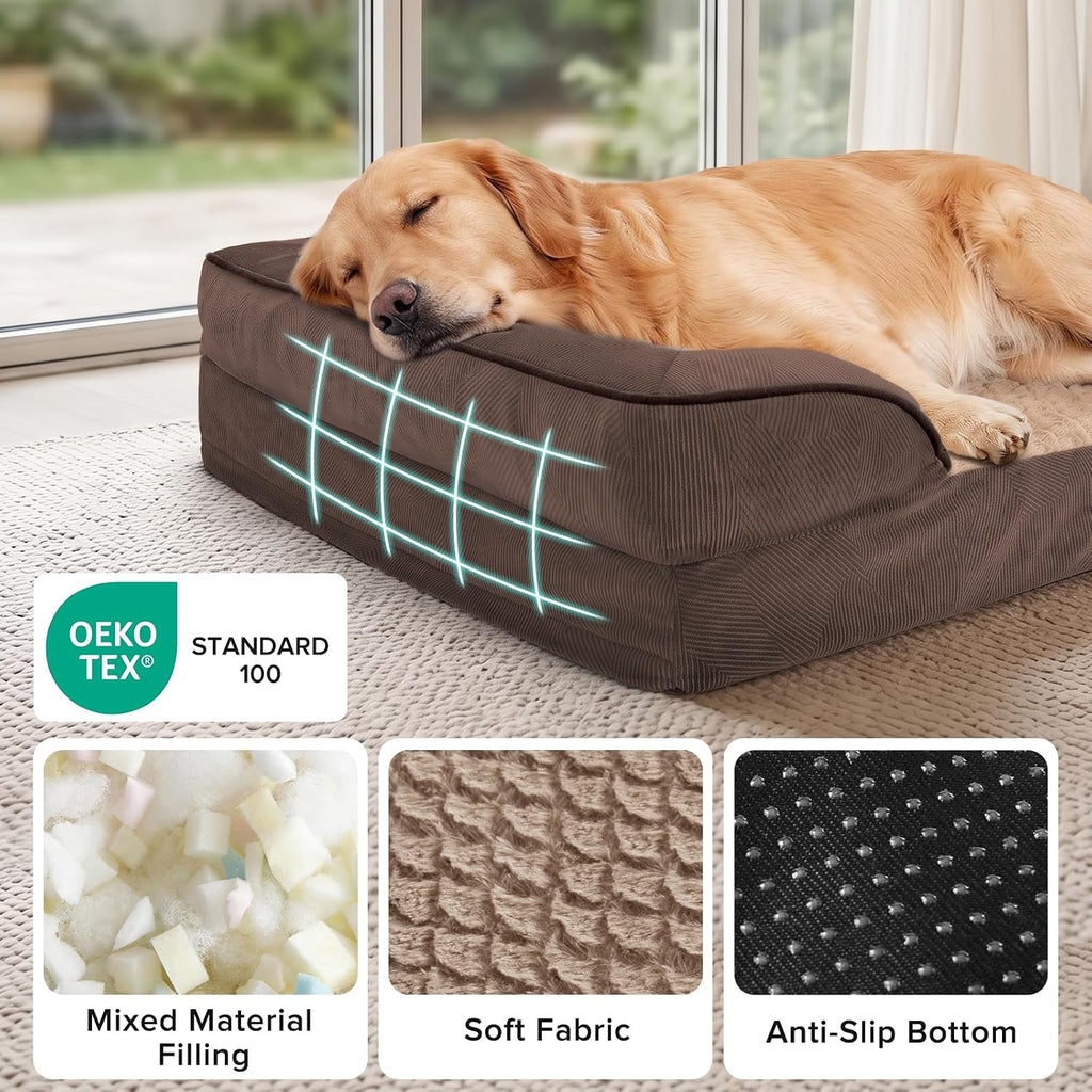 INVENHO Orthopedic Extra Large Dog Bed, XXL Waterproof Dog Sofa, Egg-Crate Foam Couch with Washable Removable Cover, Waterproof Lining and Nonskid Bottom