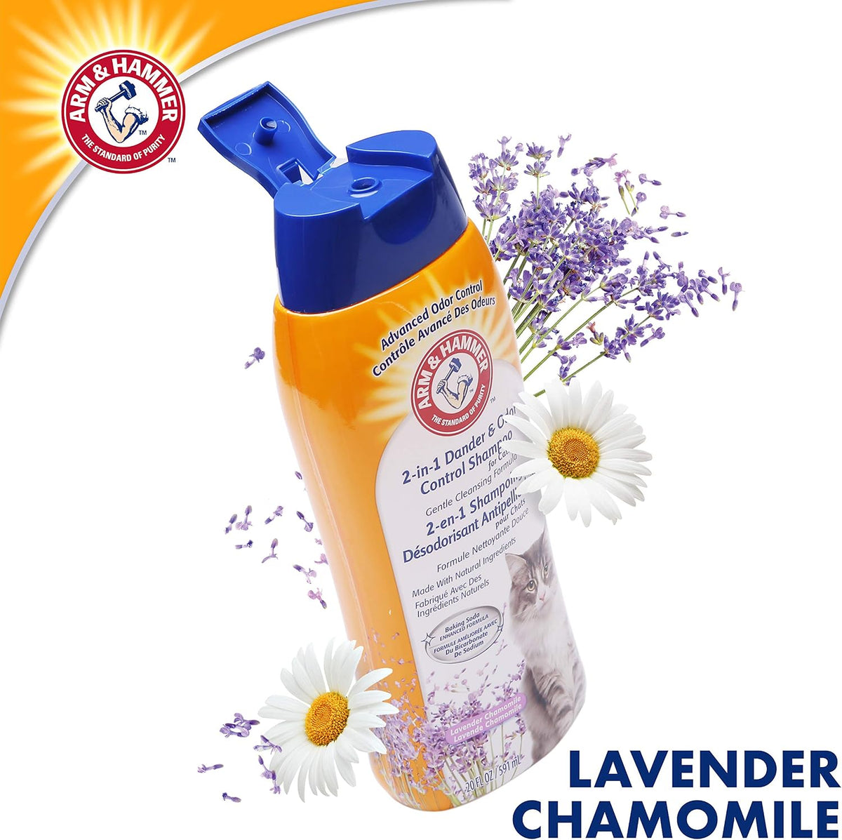 Arm & Hammer 2-in-1 Deodorizing Cat Shampoo, Lavender Chamomile, 20 Fl Oz