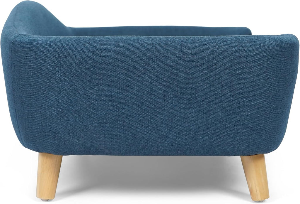 Christopher Knight Home Elroy Orthopedic Dog Bed, Elevated Dog Sofa Bed for Small Dog, Supportive Foam Pet Couch Bed with Wooden Legs, Modern Pet Sofa Bed, Navy Blue