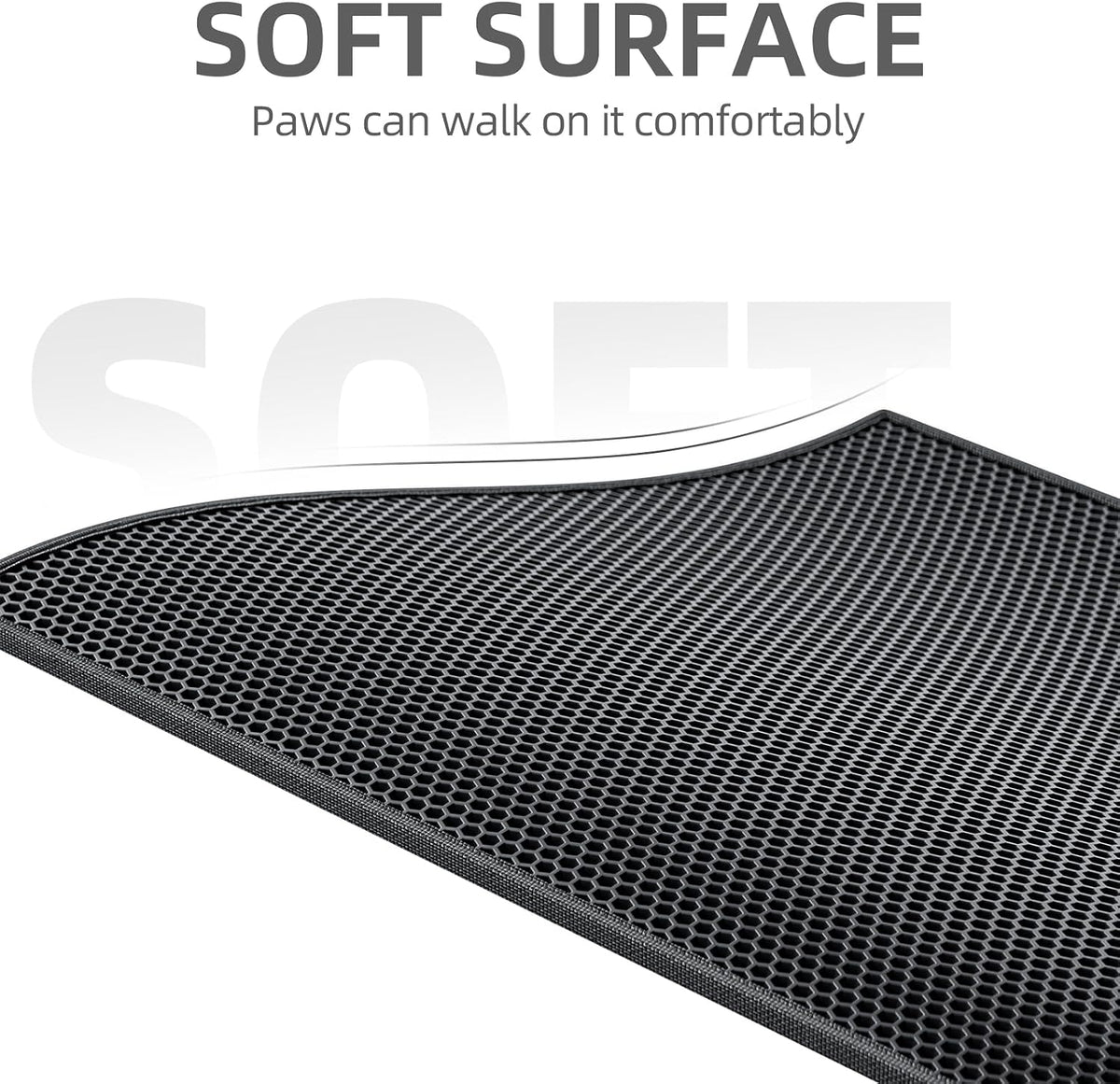 ESTHELLO Cat Litter Mat Honeycomb Double Layer Design 24’ ’ x 15’ ’ Black