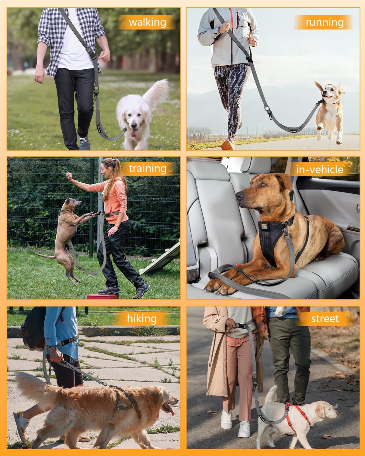 Hands Free Dog Leash, Multifunctional Crossbody Dog Leash