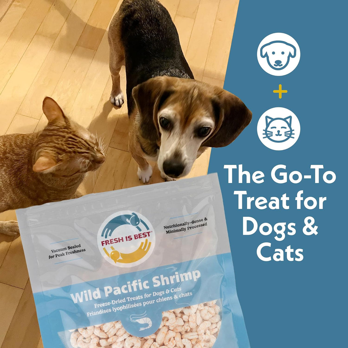 Fresh Is Best Wild Pacific Shrimp Freeze Dried Cat Treats for Cats & Dogs