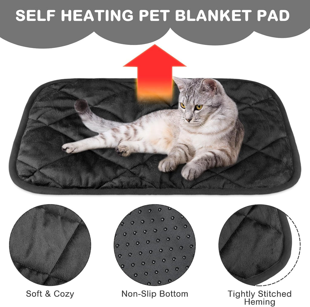 4 Pack Self Heating Cat Pad Self Warming Dog Mat, 16 x 20 Inch, Black