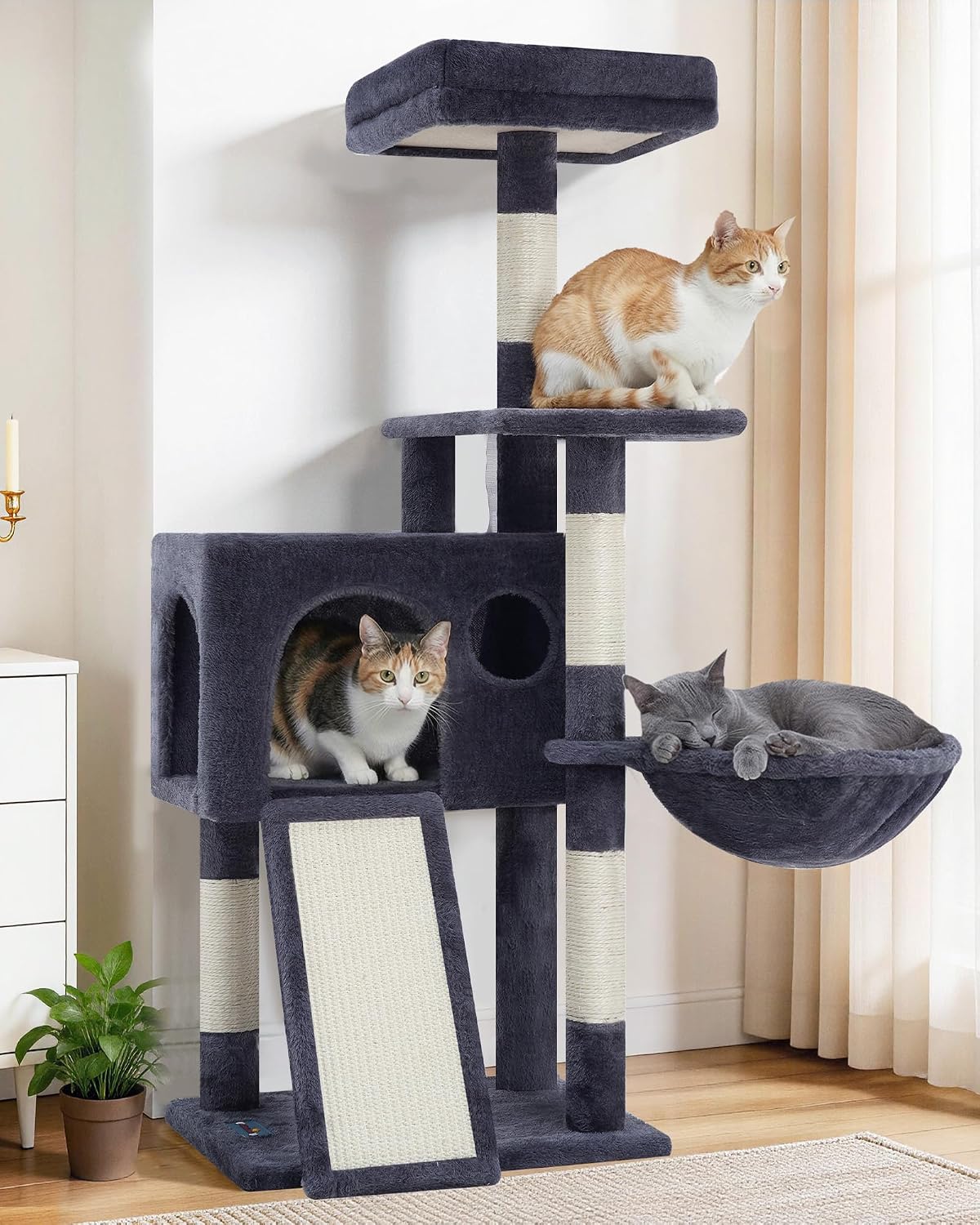 Gitelsnour Cat Tree Tower 42'' with Condo, Indoor Scratching Post GCT005SG