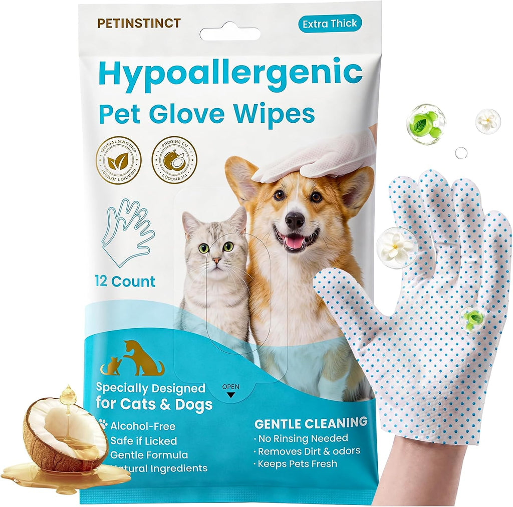 Pet Glove Wipes Pro, Massage Grooming for Dogs & Cats
