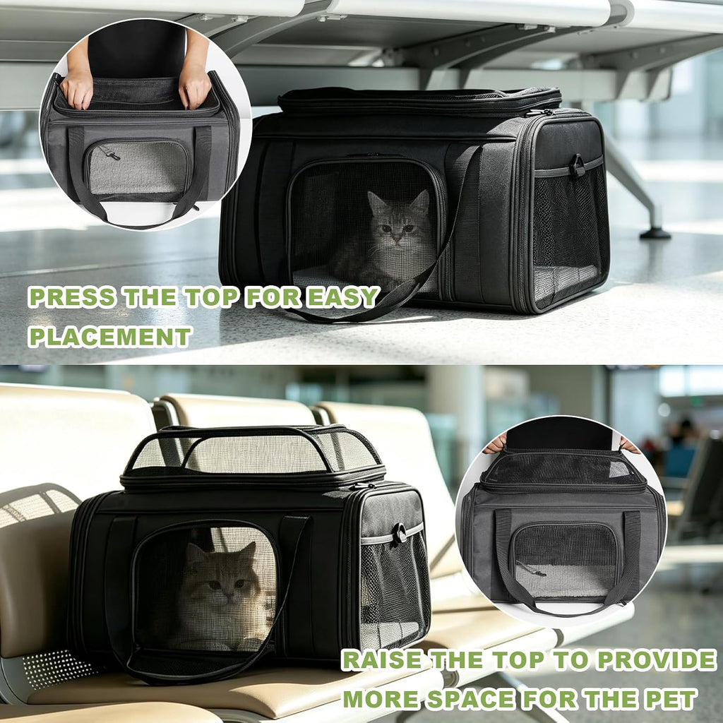 Pet Cat Dog Carrier, Puppy Crate Cage Bag, Large Expandable Travel Backpack