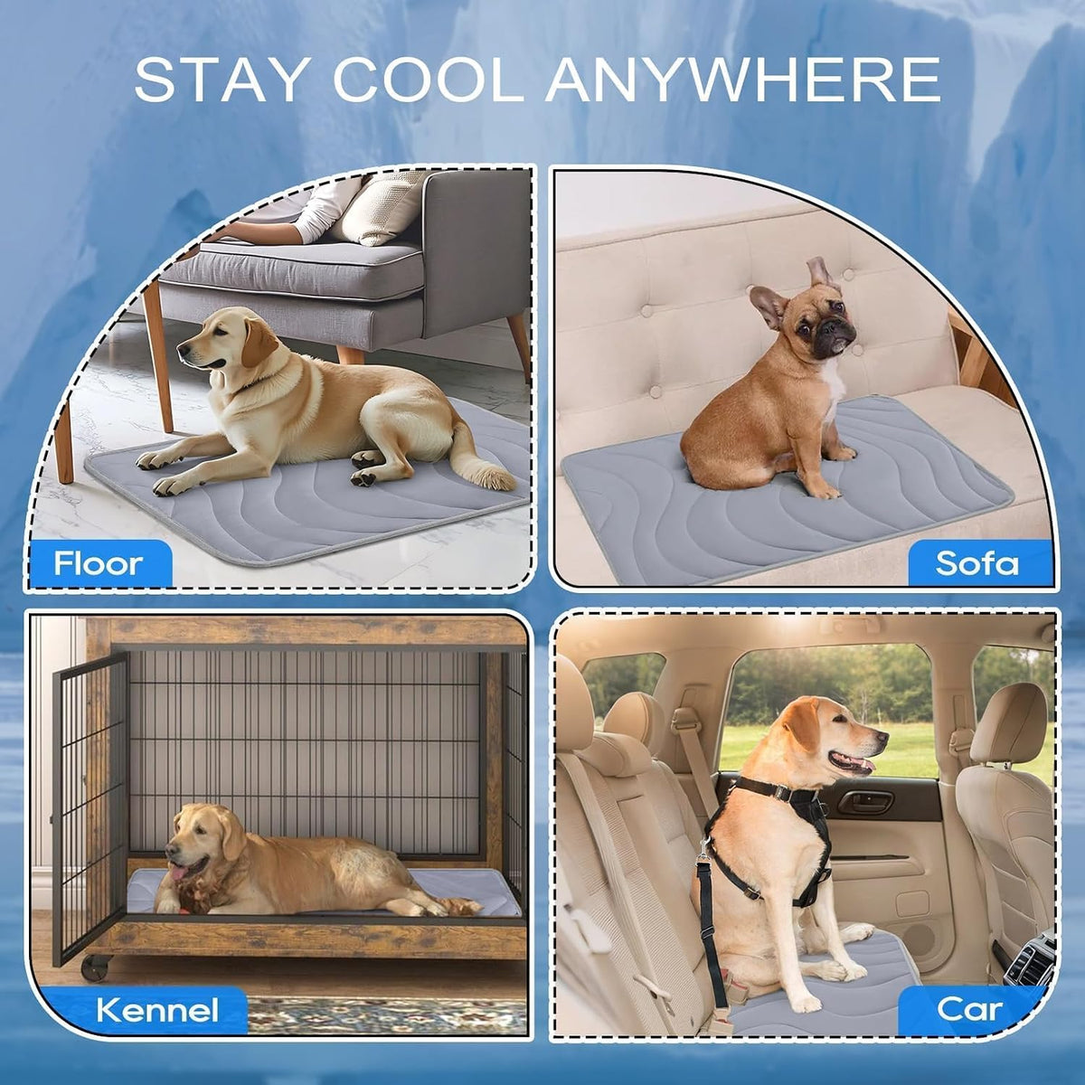 Cozyide Dog Cooling Mat, Q-Max>0.45, 28" L x 22" W, Dark Grey