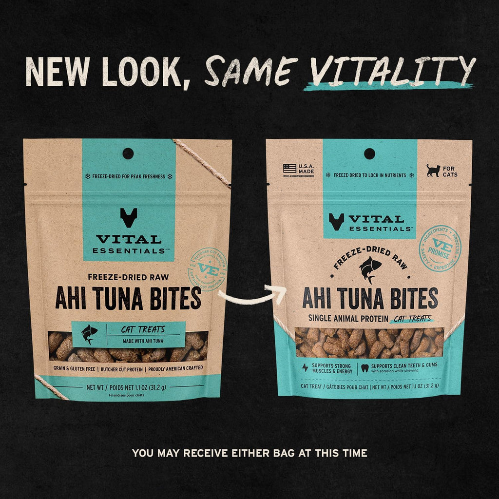 Vital Essentials Freeze Dried Cat Treats, Ahi Tuna Bites, 1.1 oz Bag
