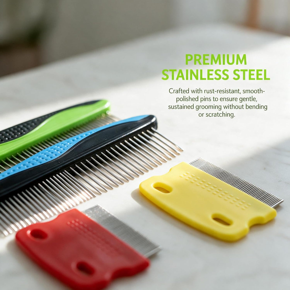 4 Pack Dog Cat Grooming Stainless Steel Comb, Pet Flea Lice Combs