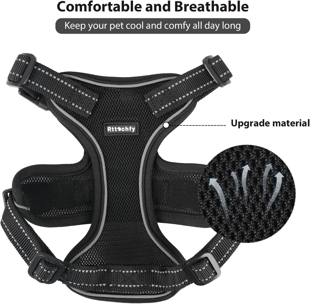 Cat Harness and Leash Set, Escape Proof Cat Harness with Reflective Strips, Breathable Mesh Vest, Adjustable Walking Harness for Indoor Outdoor Cats, Kittens, Small Medium Large Cats (Black, M)