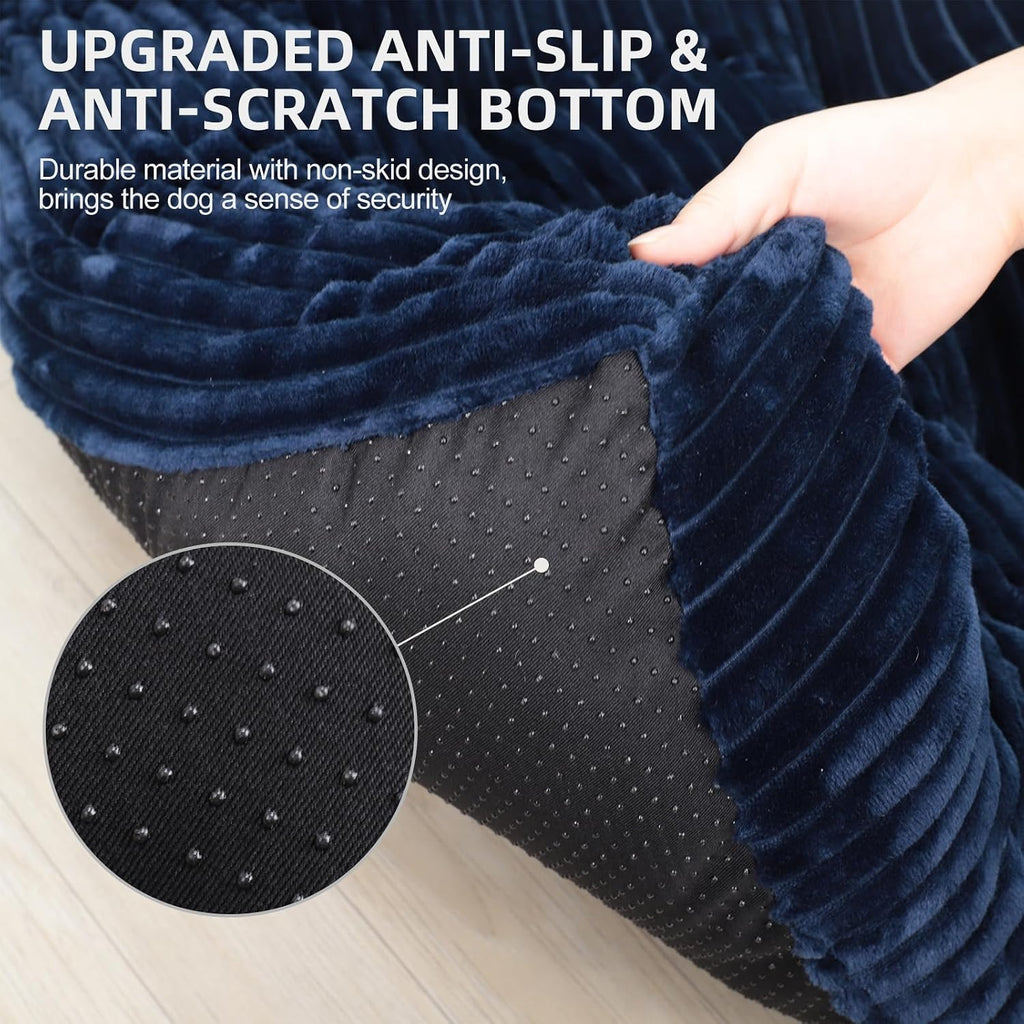 KSIIA Washable Dog Crate Bed Kennel Mat for Large Dogs, 35 x 23 Inch, Blue