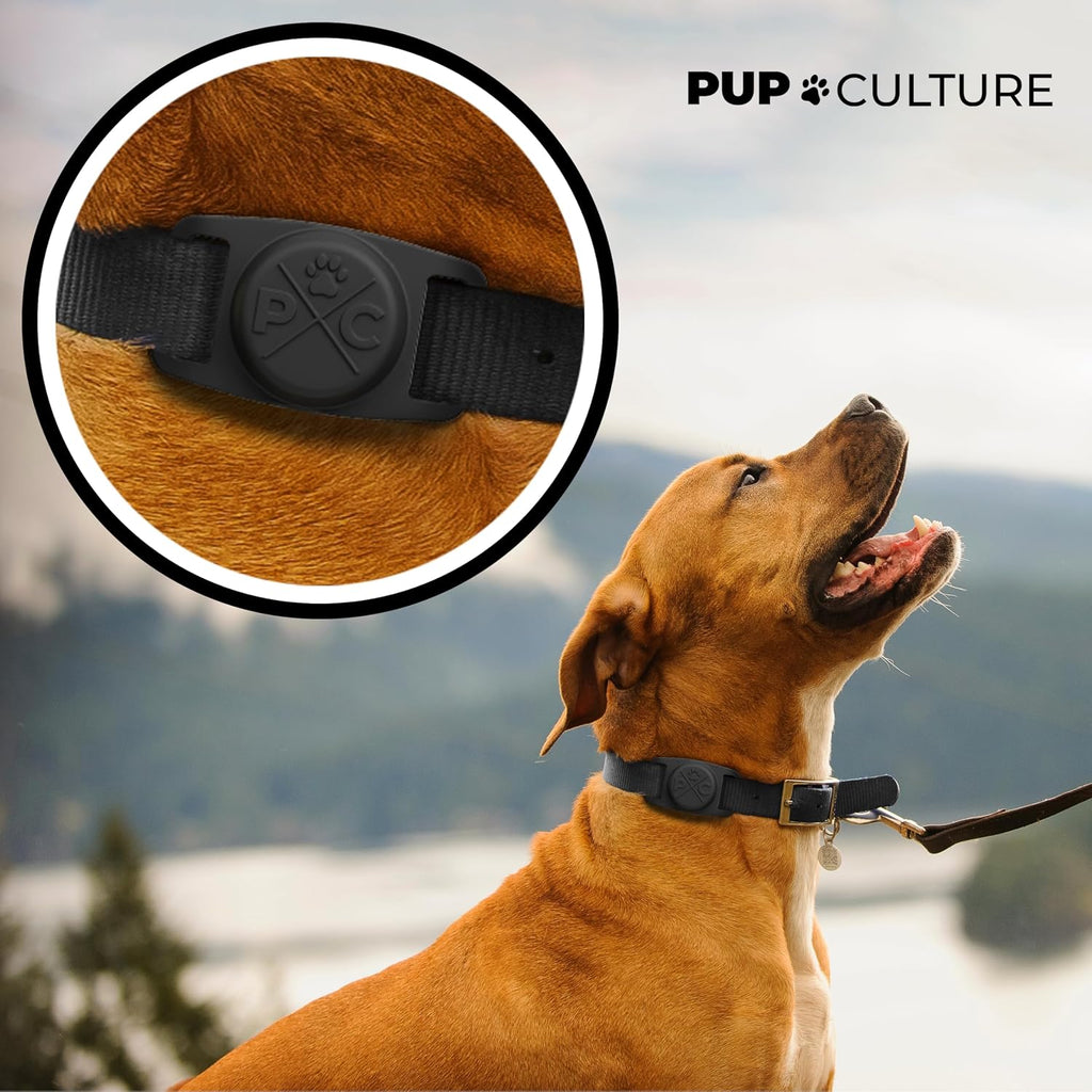Pup Culture Compatible with AirTag Dog Collar Holder | Durable Protective Case to Help Track Your Pup | for Dog & Cat Collars - Navy/Black 2 Pack