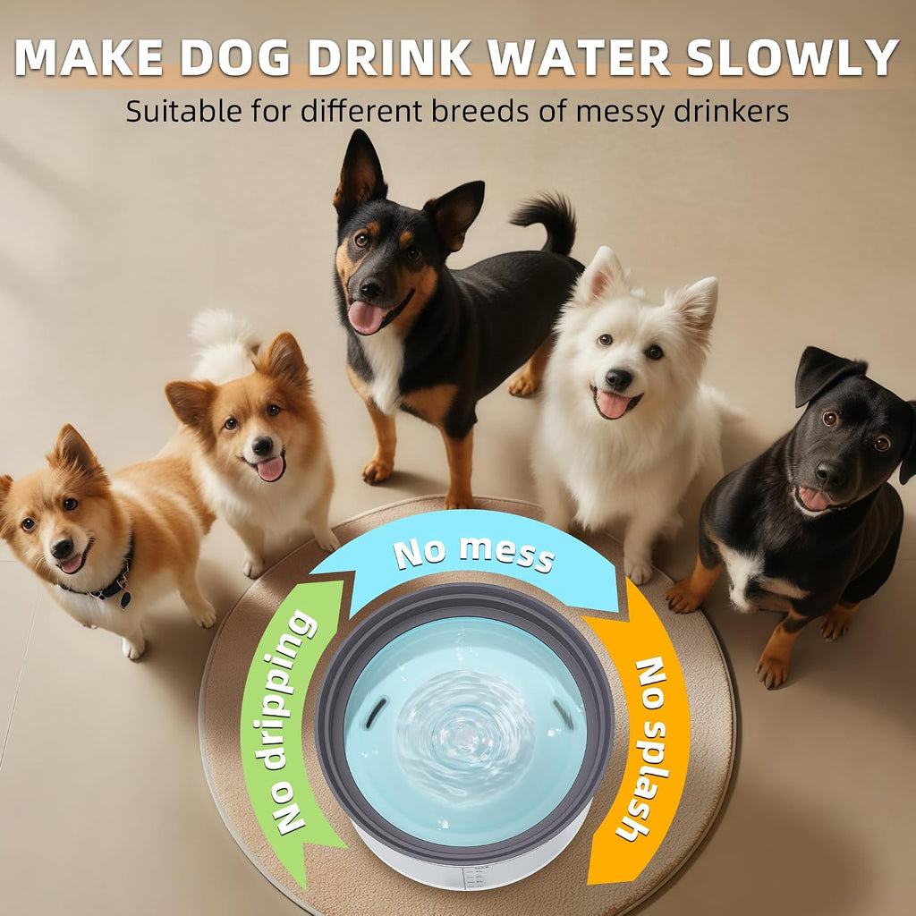 Decflow 1.2Gal No Spill Dog Water Bowl with Slow Drinking Feeder