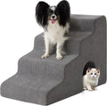 Ahpmeoa Dog Stairs for Bed 19.5’’ H, 4-Step Dog Steps for High Bed, Grey