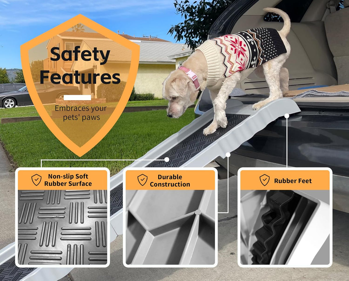 PawStep 50893 Pet Ramp with Soft Traction – Lightweight Portable Dog & Cat Ramp for Beds, Couches, Cars & SUVs, Non-Slip Surface for Senior & Small Pets