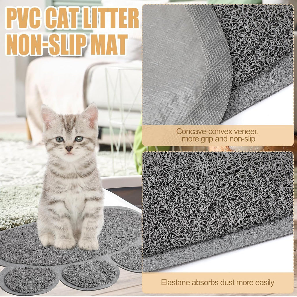 Tioncy 7 Pcs Kitten Litter Box Starter Kit with Mat, Simple, Khaki