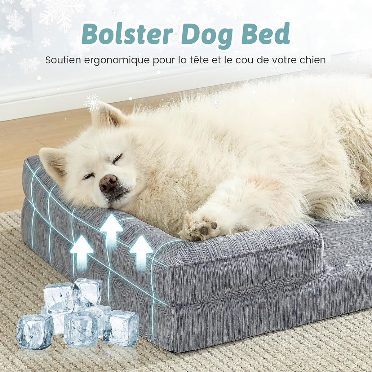 COZY KISS Orthopedic Dog Cooling Bed Washable for Extra Large Dogs, XL