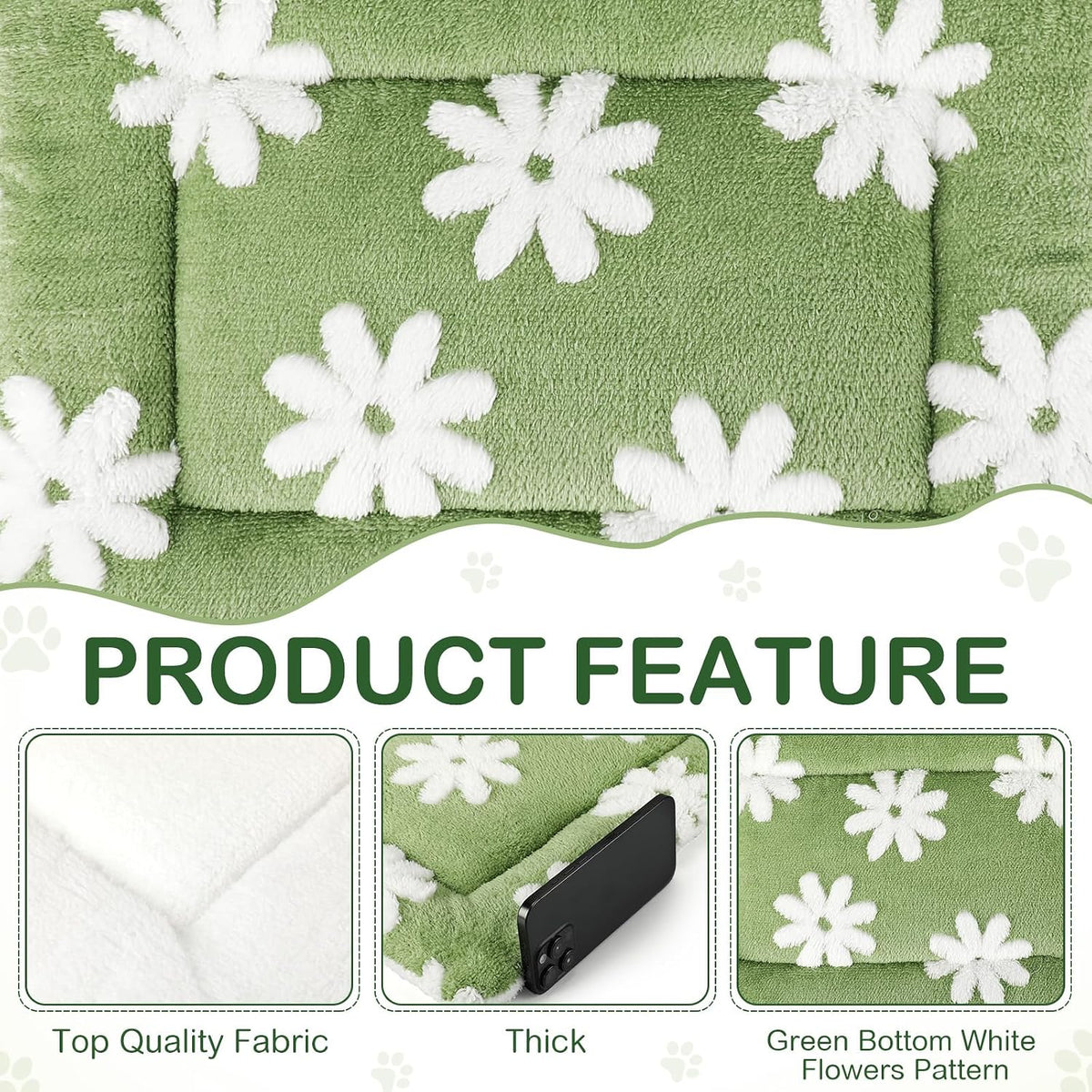 Haull 4 Pcs Waterproof Guinea Pig Bedding Mat, White Flowes, 13 x 18.5