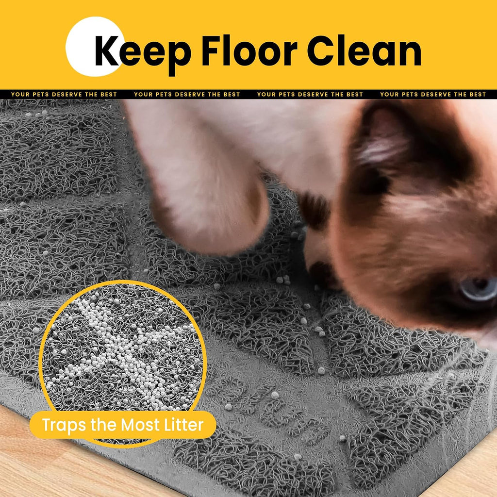 Conlun Cat Litter Mat Litter Trapping Mat, 35" x 23" Premium Durable PVC Grid Mesh with Scatter Control, Non-slip, Less Waste Cat Litter Box Mat, Soft on Kitty’s Paws, Urine Waterproof