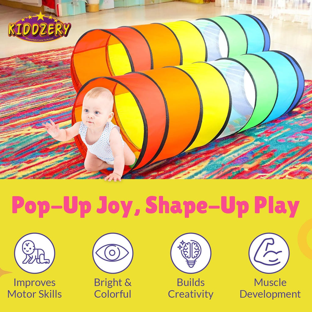Kids Play Tunnel Set for Toddlers | Double Tunnels for Indoor and Outdoor Fun | Pop-Up Crawl Tunnels for Babies, Toddlers, and Pets | Easy to Set Up, Store, and Transport | Durable and Breathable