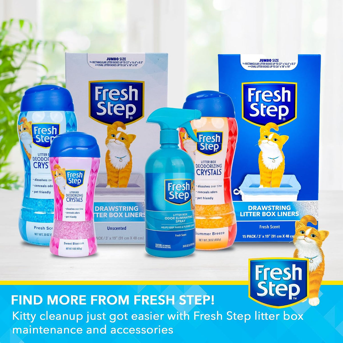 Fresh Step Charcoal Odor Eliminating Cat Litter Box Powder, 15 Oz, 6-Pack