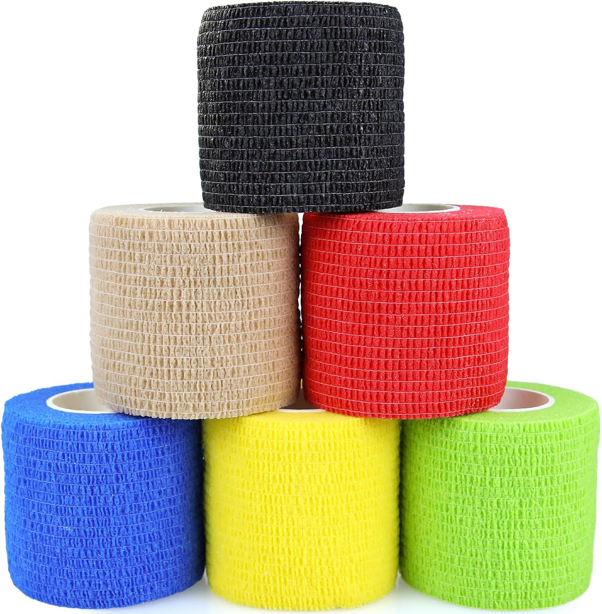 Self Adhesive Bandage Wrap Animal Cohesive Bandage Self Adherent Wrap First Aid Tape for Dogs Cats Horses Birds & Wrist Healing Ankle Sprain (2 Inch Mixed Pure A 6 Rolls)