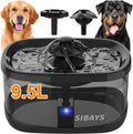 SIBAYS 9.5L/2.5Gal Dog Water Fountain, 3 Flow Modes Automatic Pet Water Fountain with LED Light & Water Shortage Reminder, Ultra Quiet Dog Water Bowl Dispenser for Large Dogs & Multi-Pet (FS82, Black)