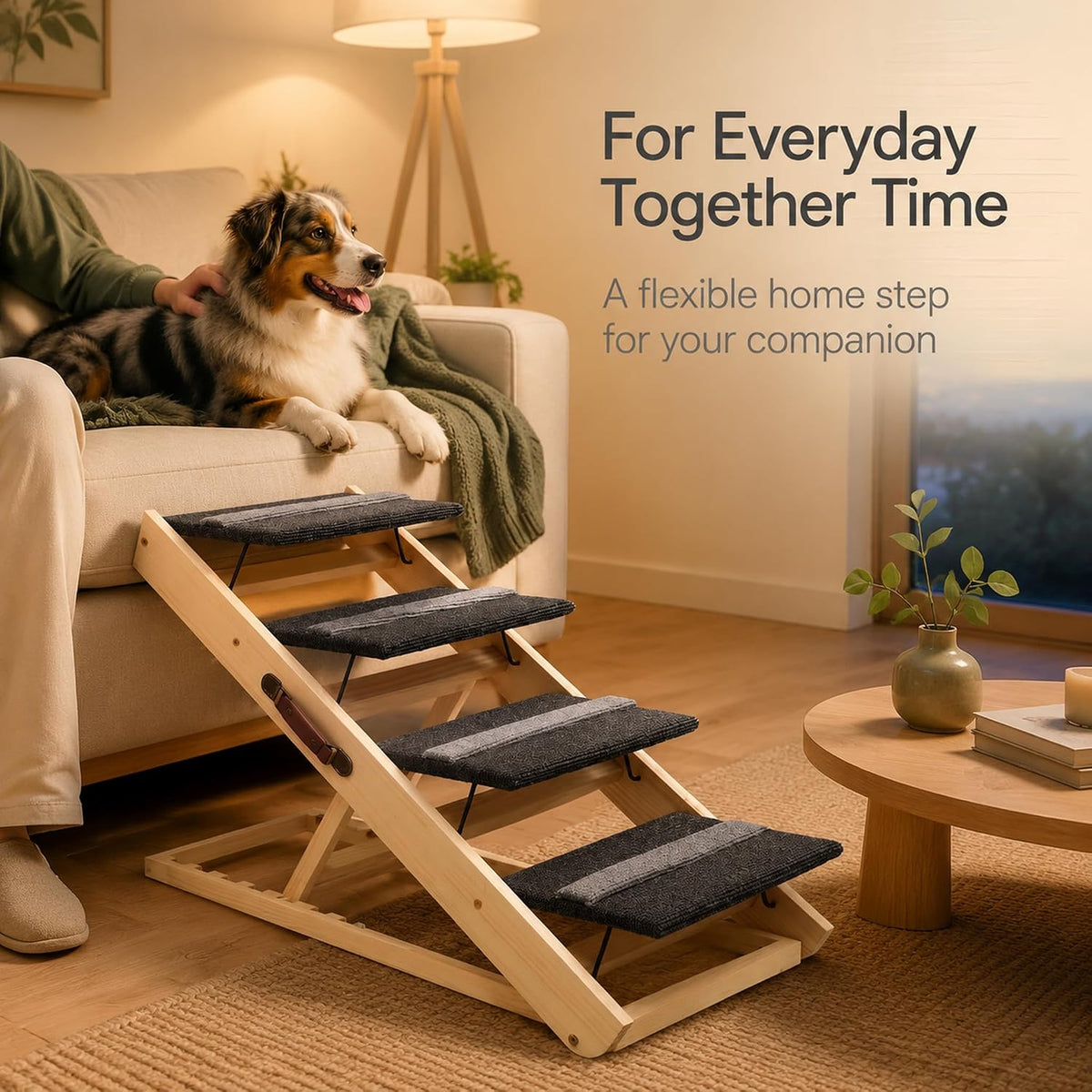 Upgrade 2-in-1 Pet Ramp Dog Stair,Folding Pet Stairs,Portable Dog Ramp for Small&Large Old Animals with Non-Slip Surface,Dog Ramp for Bed,Couch and Car,11.8" to 23.6" Height Adjustable(40×17.7)